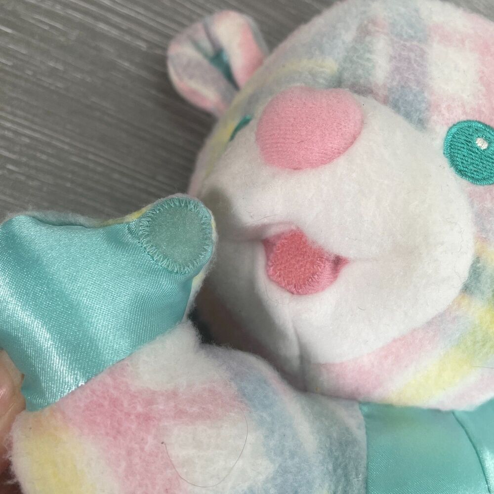 Vintage 1996 Hasbro Playskool Snuzzles Bear Plaid Pastel Vibrating Baby Plush - Picture 5 of 12